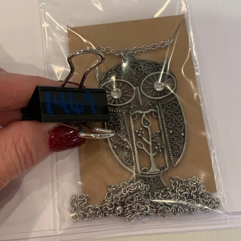 💐5/25 articulating owl long chain silver tone
